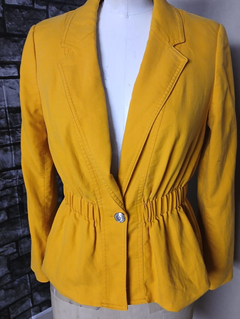 White House Black Market Mustard Yellow Cinched-Waist Blazer